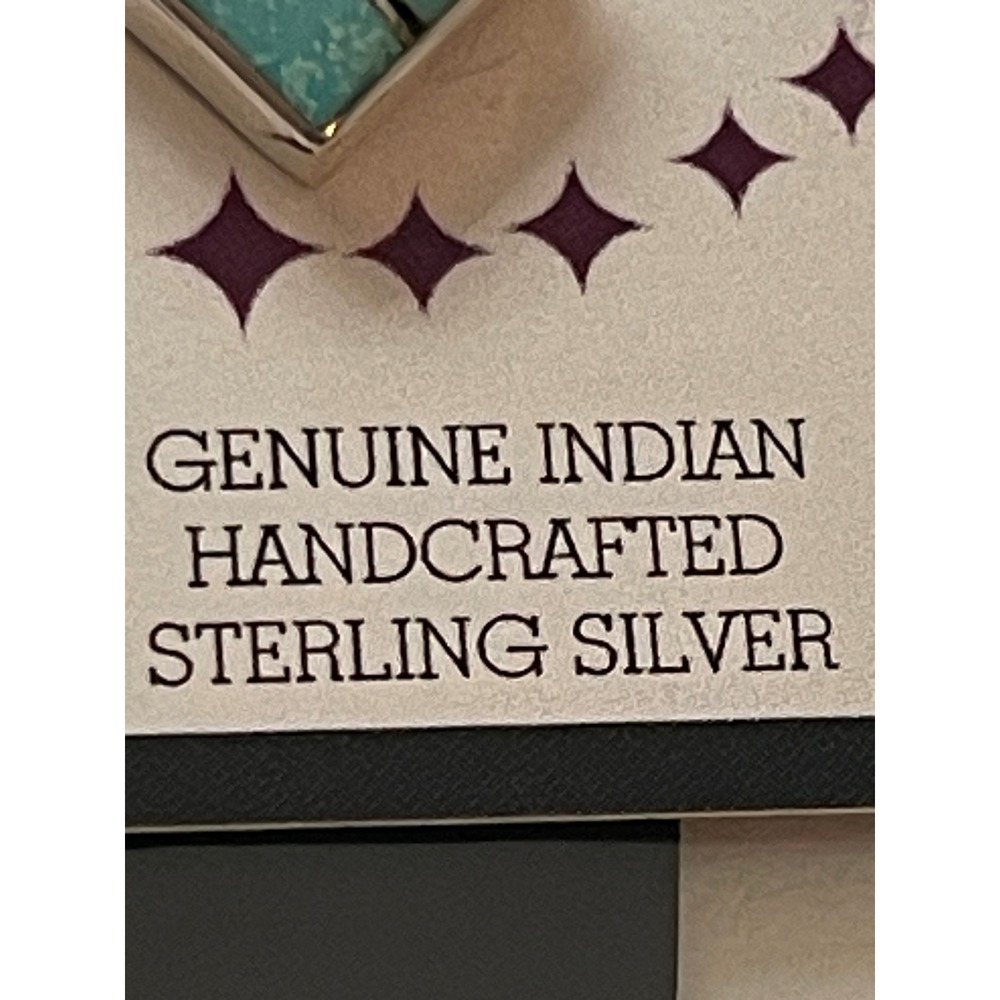 Zuni‎ Turquoise Pendant and 18" Sterling Silver Box Chain Native American Made - Picture 5 of 8